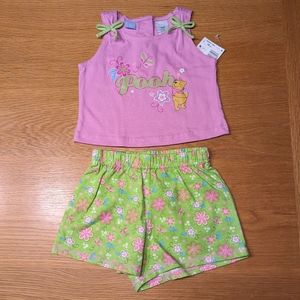 Disney Winnie the Pooh 2 Piece Outfit Shorts Tank Top 18 Months NWT